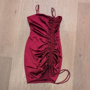Lulu's Burgundy Ruched Mini Dress
